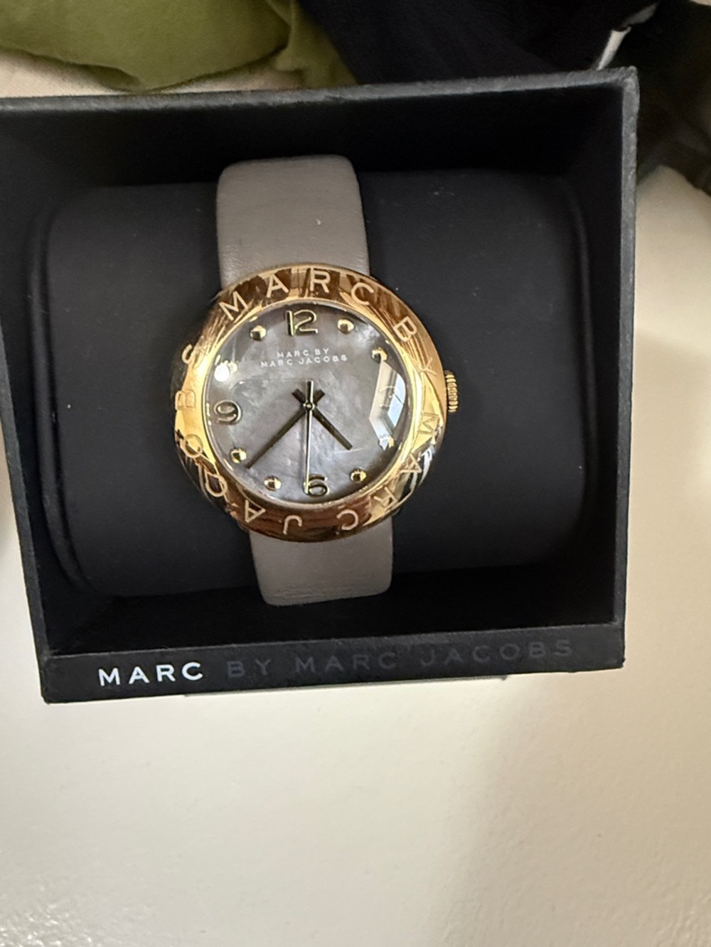 MARC BY MARC JACOBS Gold-Tone Watch with Taupe Leather Strap